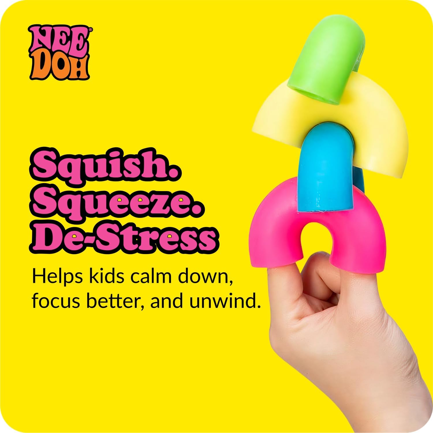 Schylling NeeDoh Mac ‘N- Squeeze - Sensory Squeeze Toy - Contains 4 Squishy Noodles - 3 Wide - Color May Vary (Pack of 1) - Image 4